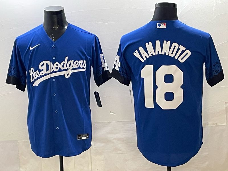 Men 2026 Nike Los Angeles Dodgers #18 Yamamoto Blue Game MLB Jersey 014